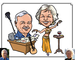 caricature of couple about to be married by caricature artist Mike Hasson