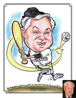 caricature of baseball player by caricature artist Mike Hasson