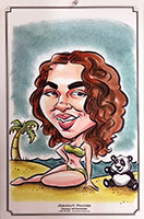 caricature of girl on the beach by caricature artist mike hasson