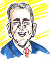 color caricature of george w bush by deb allen