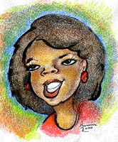 color caricature of oprah winfrey by theresa bayer