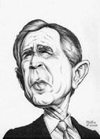 black and white caricature of george w. bush