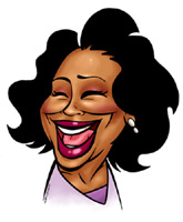 color caricature of oprah whinfrey by andrew chandler