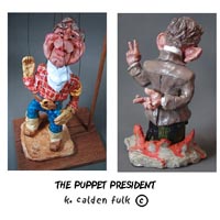 puppet and sculpture of george w bush by karen fulk