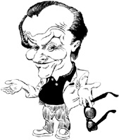 black and white caricature of jack nicholson by dale gladstone