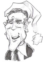 black and white caricature of george w bush by marc hubbard