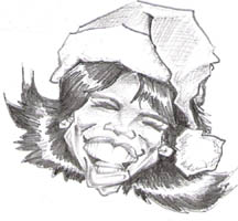 black and white caricature of ophrah whinfrey by marc hubbard