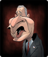 celebrity studio caricature by isaac klunk of george w bush
