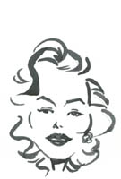 black and white caricature of marilyn monroe by stoyan lechtevski