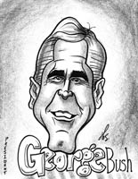 celebrity caricature by matheu spraggins of george w bush