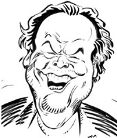 black and white caricature by jed mickle of jack nicholson