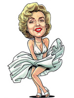 color caricature of marilyn monroe by roland napoli