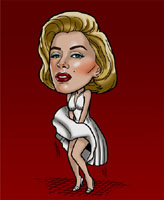 color caricature of marilyn monroe by jess perna