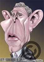 color caricature of george bush by nelson santos