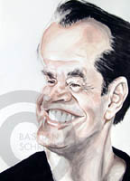color caricature of jack nicholson by bastian schreck