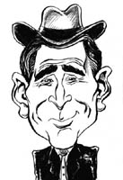 black and white caricature of george bush by john sprague