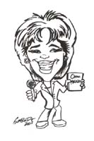 black and white caricature of oprah winfrey