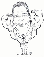 celebrity caricature by vince cantola of arnold schwarzenegger